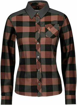 Odzież kolarska / koszulka Scott Women's Trail Flow Check L/SL Koszula Brick Red/Dark Grey S - 1