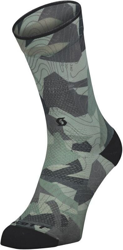 Чорапи за колоездене Scott Camo Map Dark Grey/Black 39-41 Чорапи за колоездене
