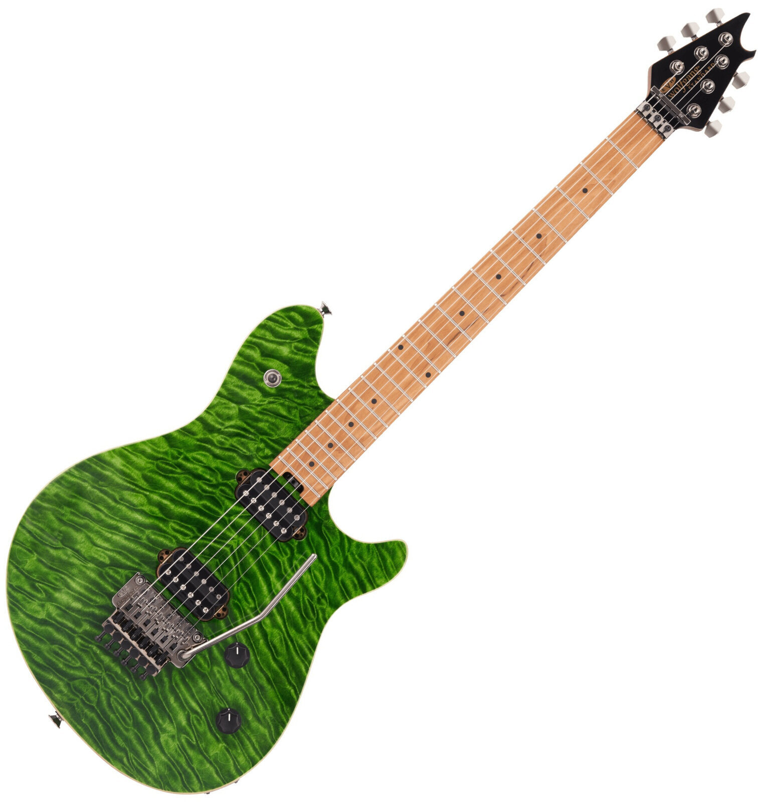 Elektrische gitaar EVH Wolfgang Standard QM Baked MN Transparent Green