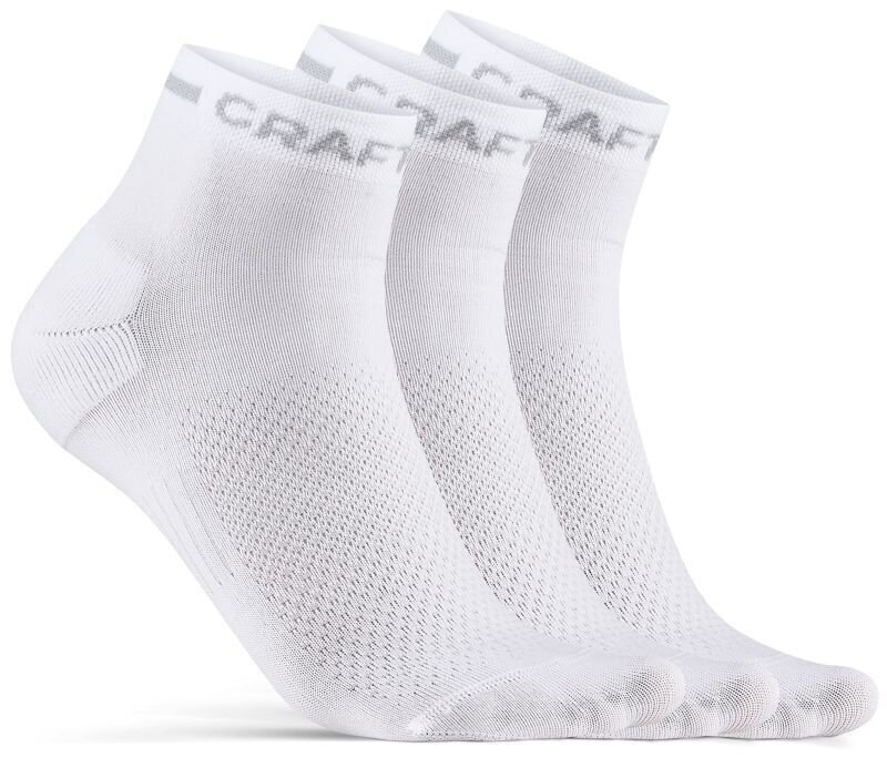 Chaussettes de cyclisme Craft Core Dry Mid Sock 3-Pack White 34-36 Chaussettes de cyclisme