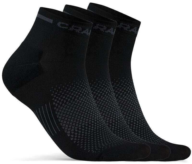 Fietssokken Craft Core Dry Mid Sock 3-Pack Black 37-39 Fietssokken