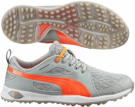 Golfskor för dam Puma BioFly Mesh Womens Golf Shoes Gray/Peach Orange UK 6 - 1