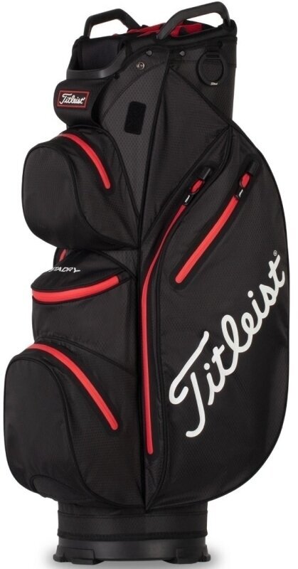 Golf torba Cart Bag Titleist Cart 14 StaDry Črna-Rdeča Golf torba Cart Bag