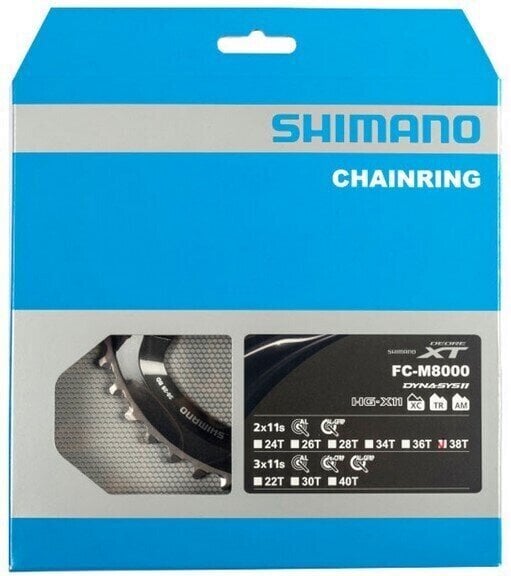 Kettingblad/accessoire Shimano Y1RL98090 Chainring Asymmetric-96 BCD 38T (Alleen uitgepakt)