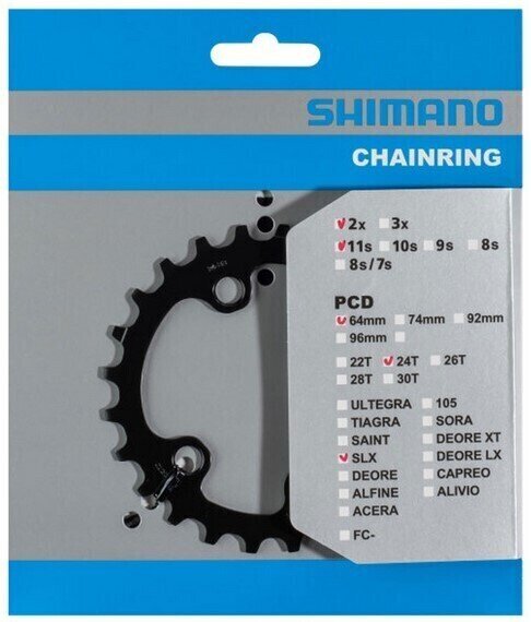 Anel de corrente/acessórios Shimano Y1VG24000 Chainring 64 BCD-Asymmetric 24T 1.0