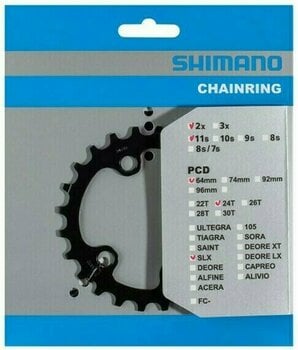 Kædehjul / tilbehør Shimano Y1VG24000 Chainring 64 BCD-Asymmetric 24T 1.0 - 1