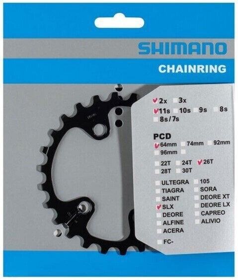 Anel de corrente/acessórios Shimano Y1VG26000 Chainring 64 BCD-Asymmetric 26T 1.0