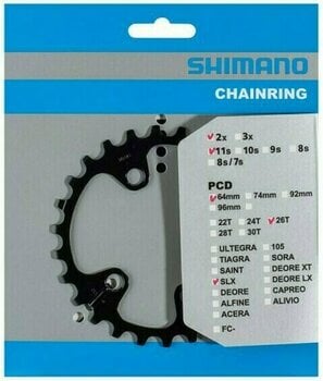 Kerékpár lánckerék / Alkatrész Shimano Y1VG26000 Lánckerék 64 BCD-Aszimmetrikus 26T 1.0 - 1