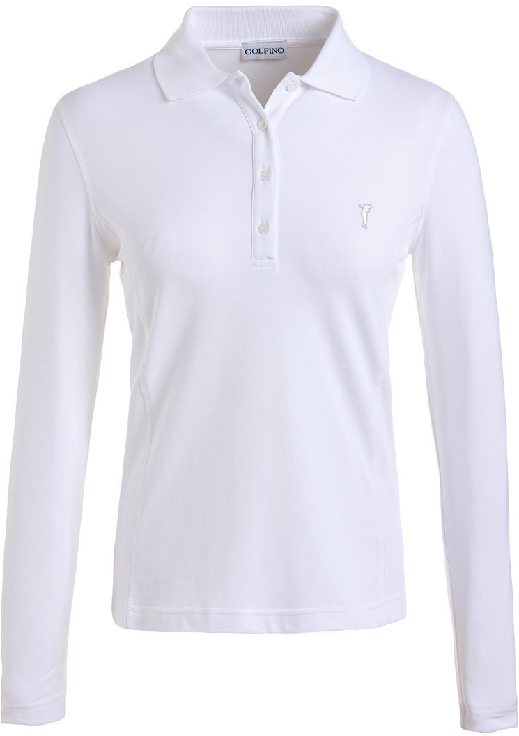 Koszulka Polo Golfino Brushed Sun Protection Koszulka Polo Do Golfa Damska Z Długim Rękawem Optic white 34