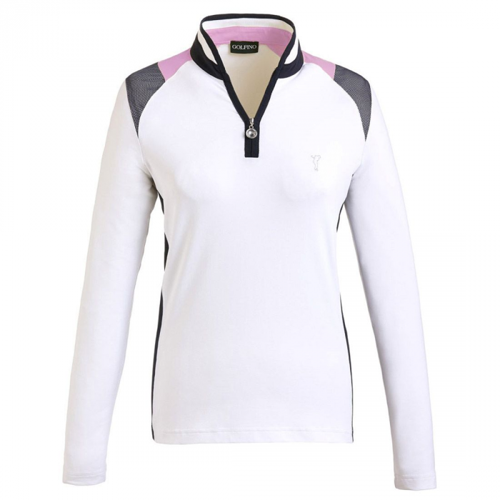 Hoodie/Sweater Golfino Long Sleeve Dry Comfort Troyer Womens Sweater White 42