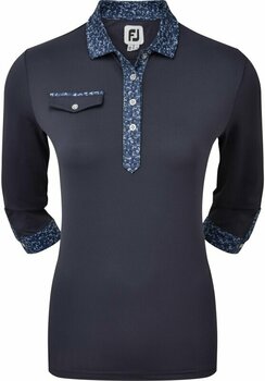 Chemise polo Footjoy 3/4 Sleeve Pique with Printed Trim Navy XS - 1