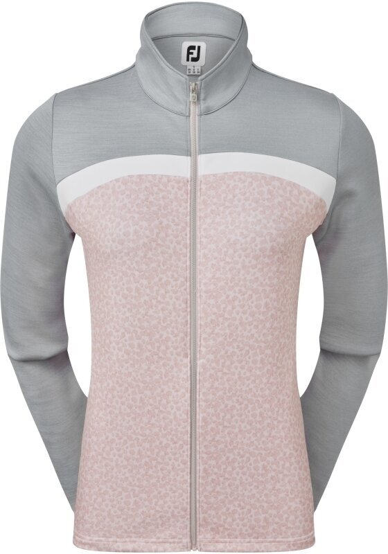 Pulover s kapuco/Pulover Footjoy Full-Zip Curved Clr Block Midlayer Blush Pink/Heather Grey/White L