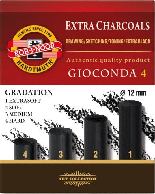 Houtskool KOH-I-NOOR Artificial Charcoal 12 mm 4 stuks