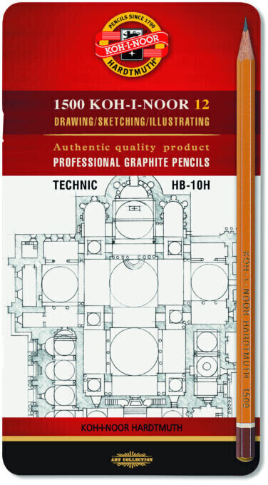 Lápiz de grafito KOH-I-NOOR Professional Graphite Pencils Technic Estuche de lápices de artista 12 pcs