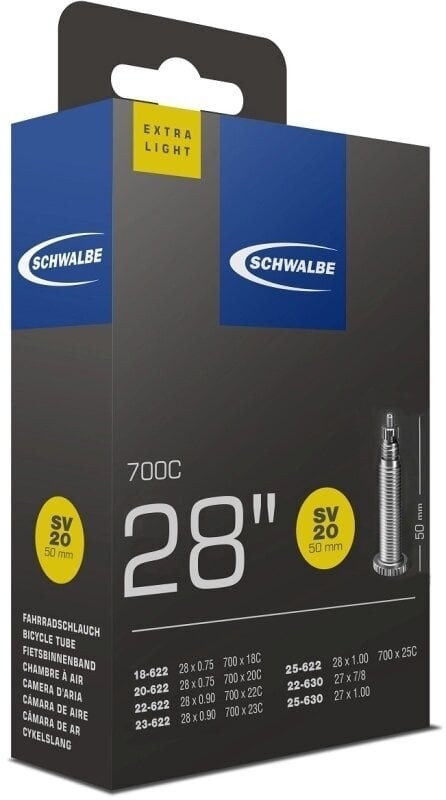 Binnenbanden Schwalbe 700x18/25C FV 50mm (18/25-622) 65g Exlight 18-25 mm 65.0 50.0 Presta Binnenband