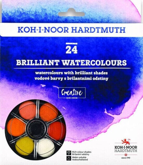 Водни бои KOH-I-NOOR Brillant Colours Акварел 24 цвята