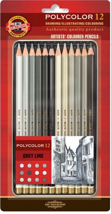 Värikynä KOH-I-NOOR Set of Coloured Pencils Greys 12 kpl