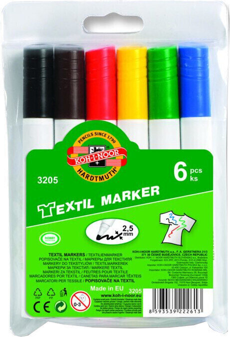 Marcador KOH-I-NOOR Textil Marker 3205 6 Textil Marker 6 pcs Marcador