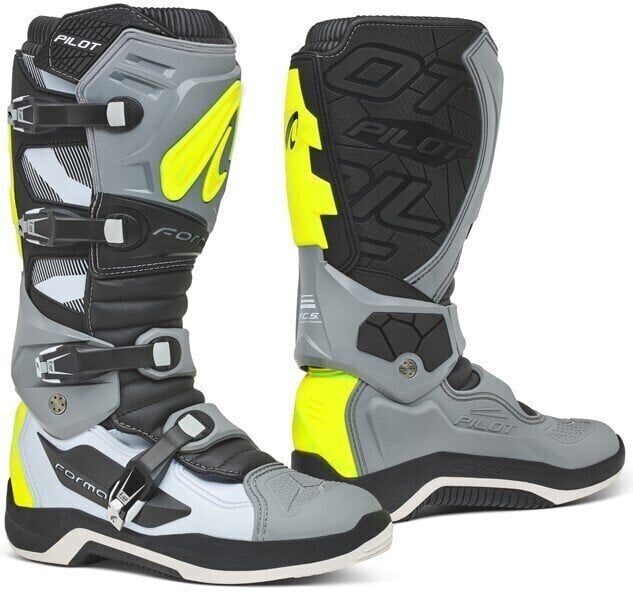 Motorcycle Boots Forma Boots Pilot Grey/White/Yellow Fluo 40 Motorcycle Boots