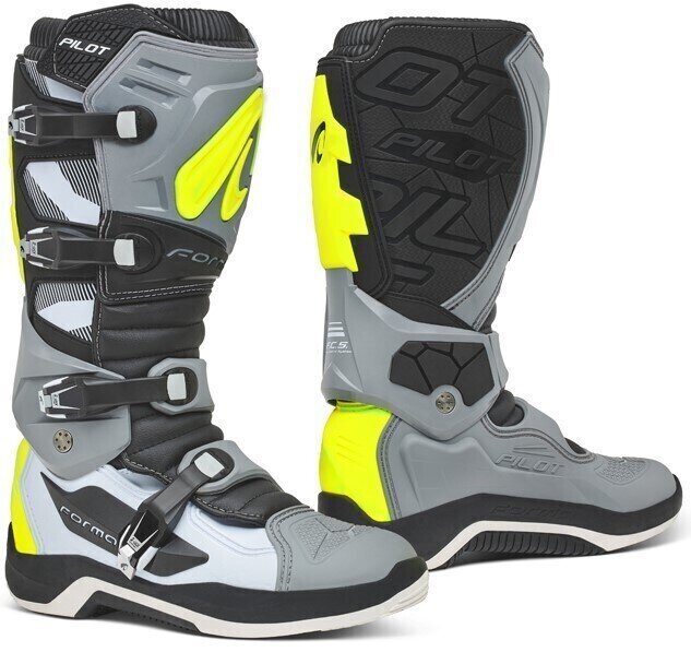 Motorcycle Boots Forma Boots Pilot Grey/White/Yellow Fluo 45 Motorcycle Boots