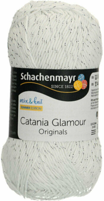 Schachenmayr Catania Glamour 00101 White Knitting Yarn Muziker