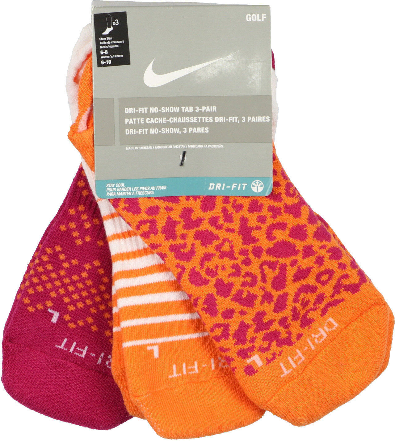 Socken Nike Womens´s Dri-Fit No Show Tab Graphic Orange M 3-Pack