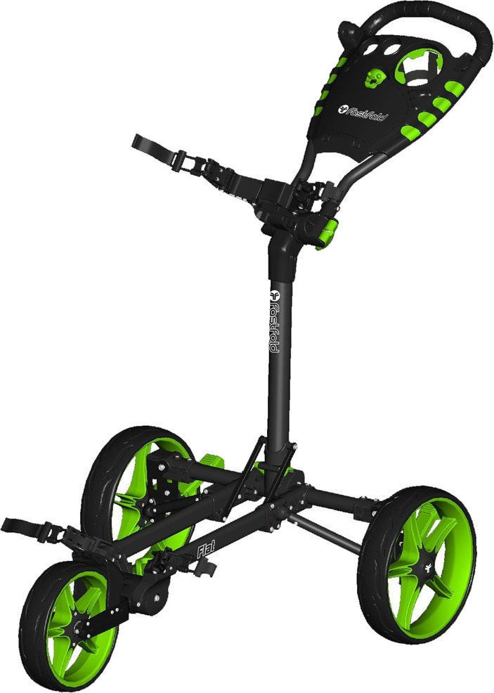 Manuálny golfový vozík Fastfold Flat Fold Black/Lime Golf Trolley