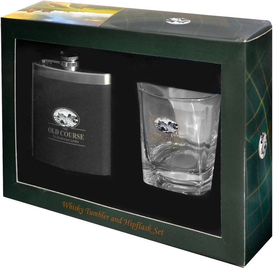 Подарък Longridge St Andrews Whisky Tumbler + Hipflask Set