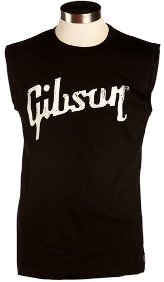 Paita Gibson Distressed Logo Muscle T Black Large
