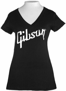 T-shirt Gibson Distressed Logo Women's V-Neck Black Medium - 1
