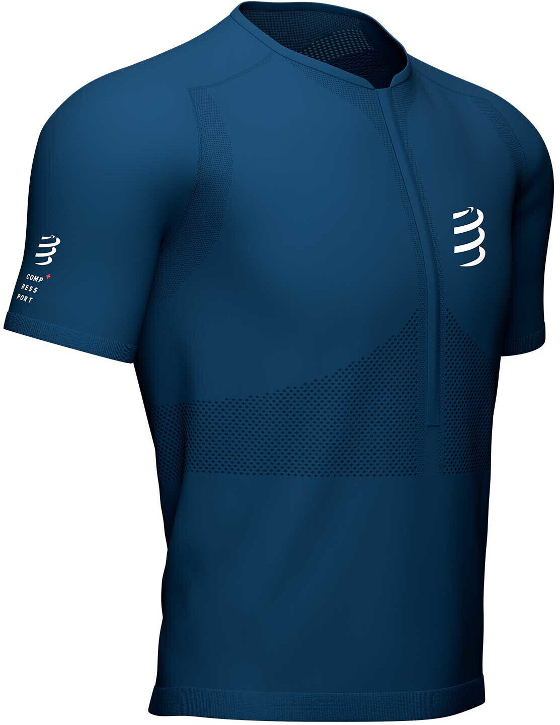 Camiseta para correr de manga corta Compressport Trail Half-Zip Fitted SS Top Azul S Camiseta para correr de manga corta