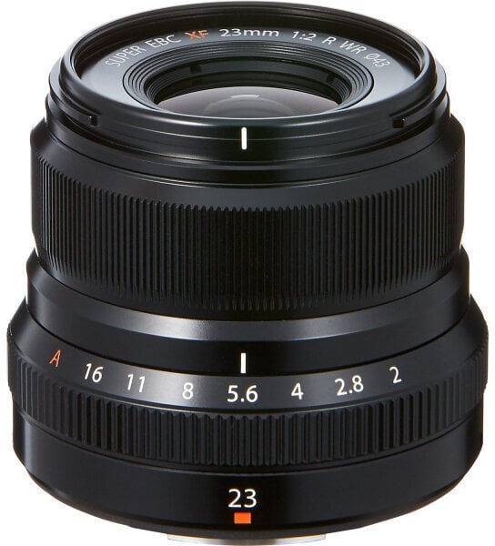 Lens for photo and video
 Fujifilm XF 23mm f/2R WR