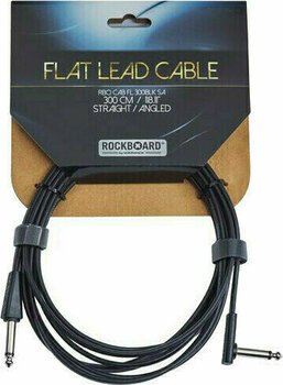 Nástrojový kábel RockBoard Flat Čierna 3 m Rovný - Zalomený Nástrojový kábel - 1