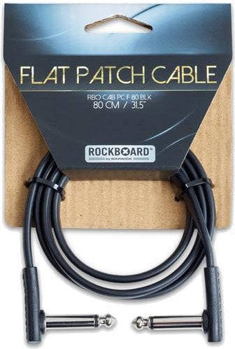 Câble de patch RockBoard Flat Patch Cable Gold Noir 80 cm Angle - Angle