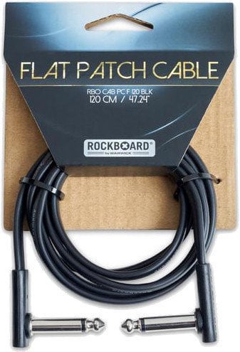 Patchkabel RockBoard Flat Patch Cable Schwarz 120 cm Winkelklinke - Winkelklinke