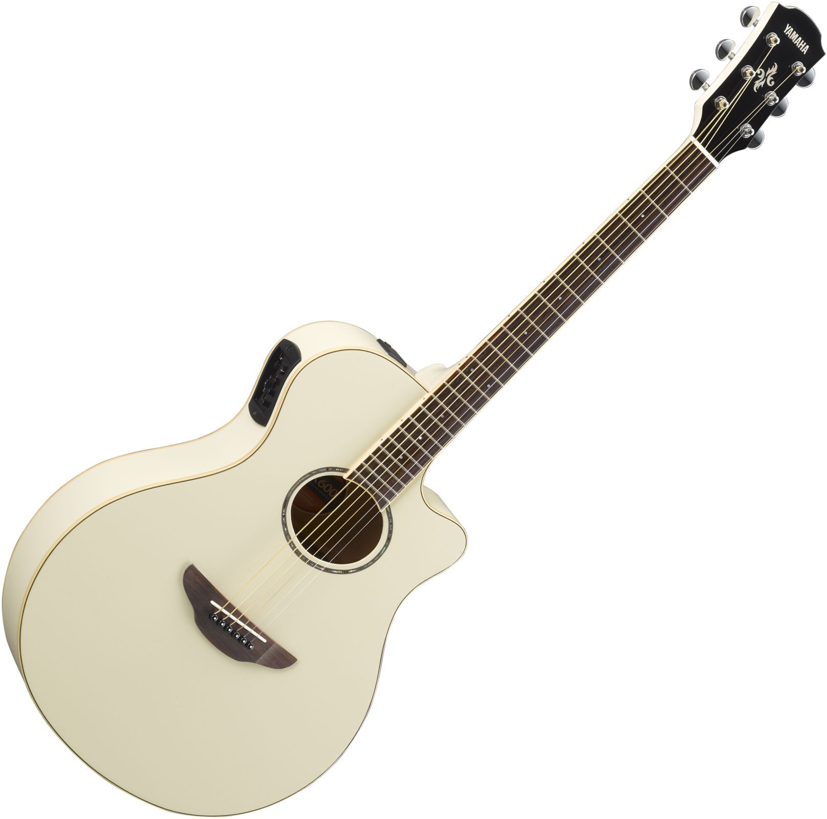 Guitare Jumbo acoustique-électrique Yamaha APX600 Vintage White