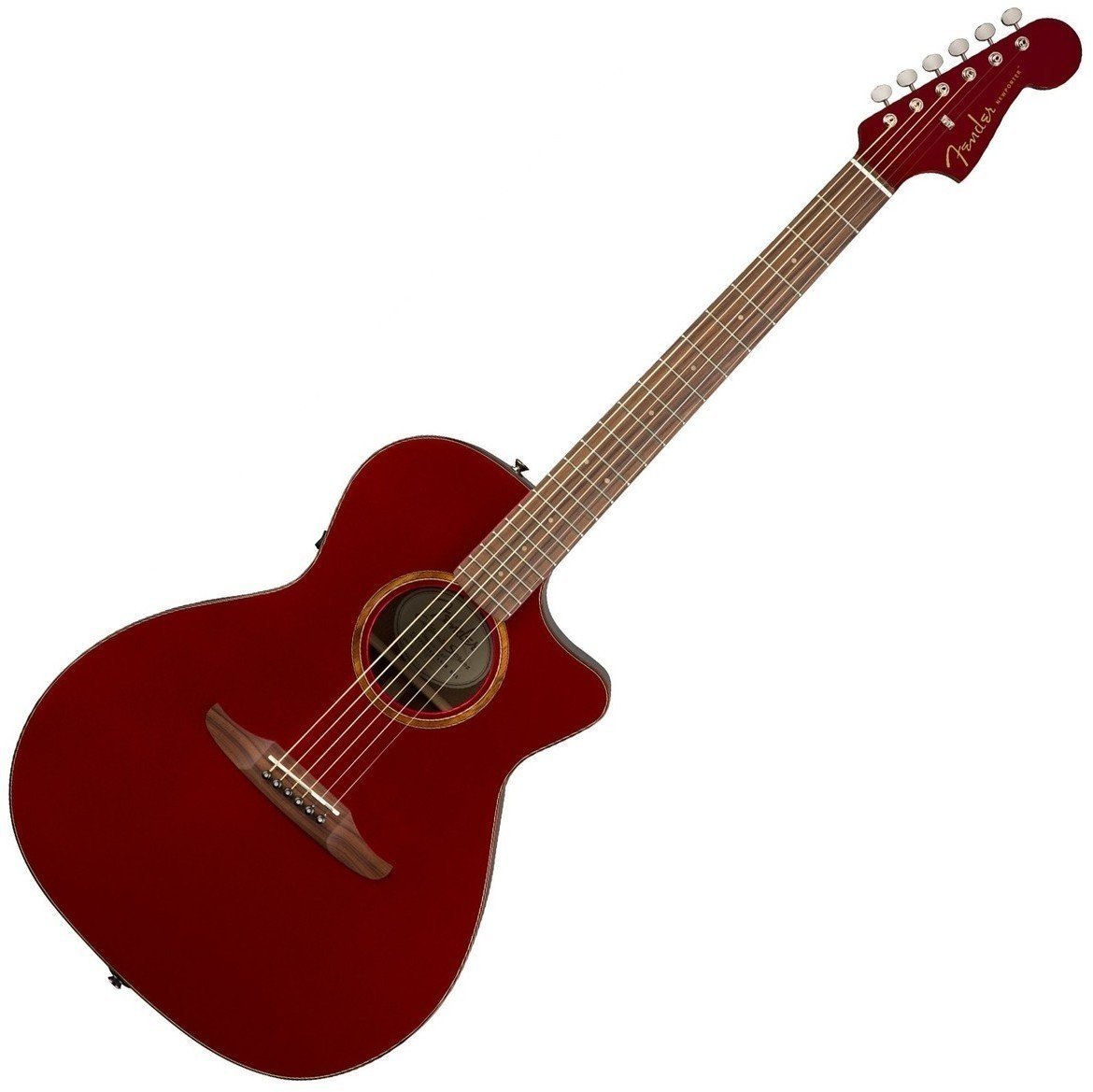 Jumbo elektro-akoestische gitaar Fender Newporter Classic Hot Rod Red Metallic