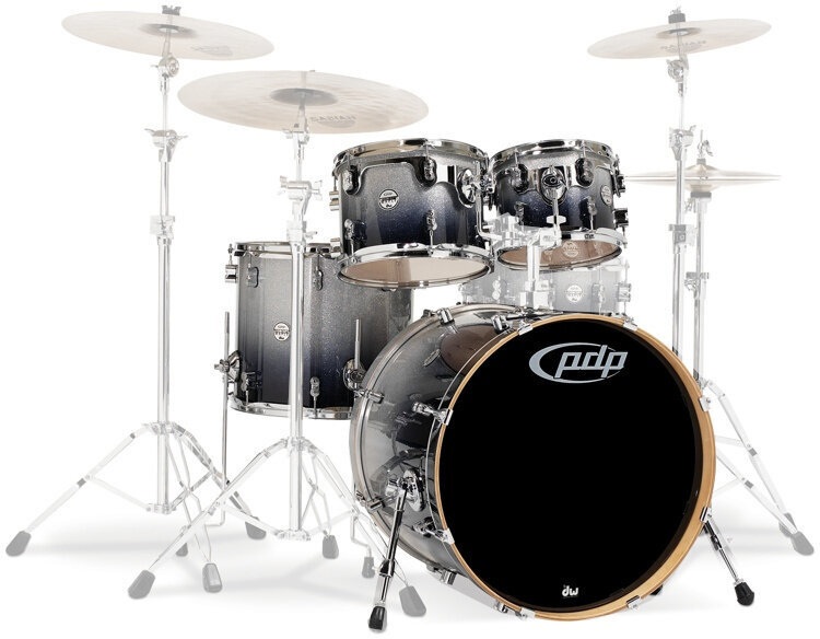 Akoestisch drumstel PDP by DW CM3 Concept Maple Shellset Silver to Black Sparkle