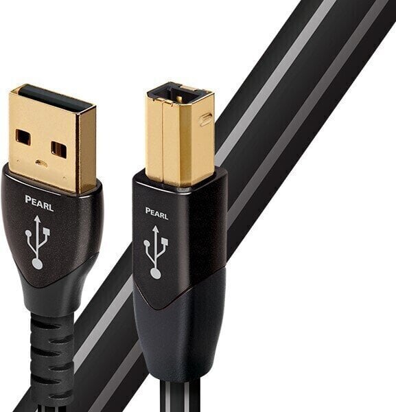 Câble USB Salut-Fi AudioQuest Pearl 5 m Blanc-Noir Câble USB Salut-Fi