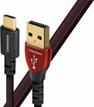 Cabo USB Hi-Fi AudioQuest Cinnamon 0,75 m Preto-Vermelho Cabo USB Hi-Fi - 1