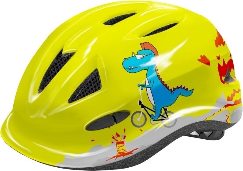 Capacete de ciclismo para crianças R2 Lucky Helmet Glossy Neon Yellow/Grey/Blue XXS Capacete de ciclismo para crianças