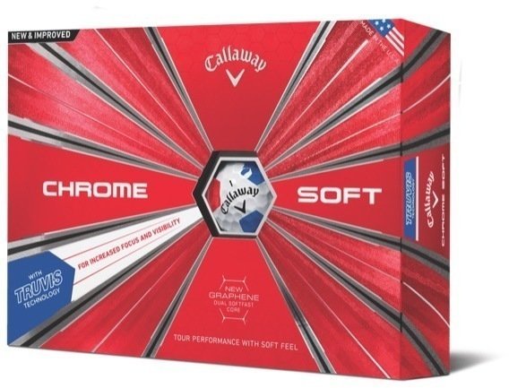 Golfový míček Callaway Chrome Soft 18 Truvis Red/Blue