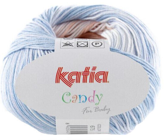 Katia Candy 675 Salmon Range/White/Pearl Light Grey Knitting Yarn
