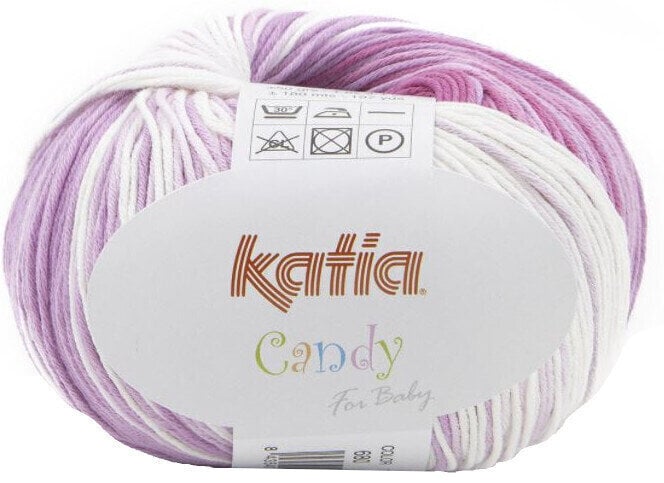 Fil à tricoter Katia Candy 680 Lilac/Mauve Fil à tricoter
