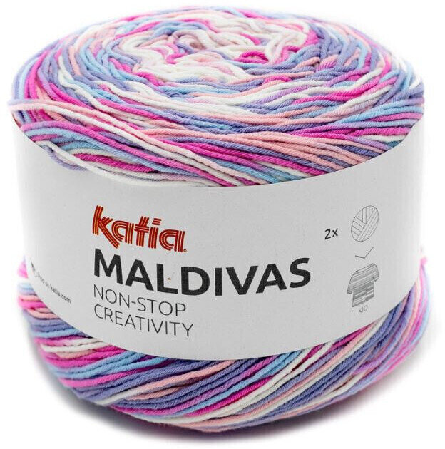 Strickgarn Katia Maldivas 88 Rose/Sky Blue/Very Light Rose Strickgarn