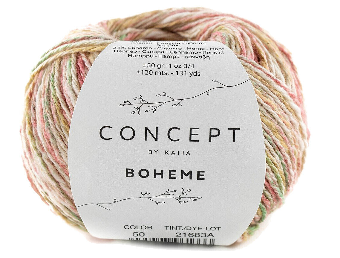 Knitting Yarn Katia Boheme 50 Coral Beige Mint Knitting Yarn