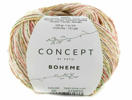 Knitting Yarn Katia Boheme 50 Coral Beige Mint Knitting Yarn - 1