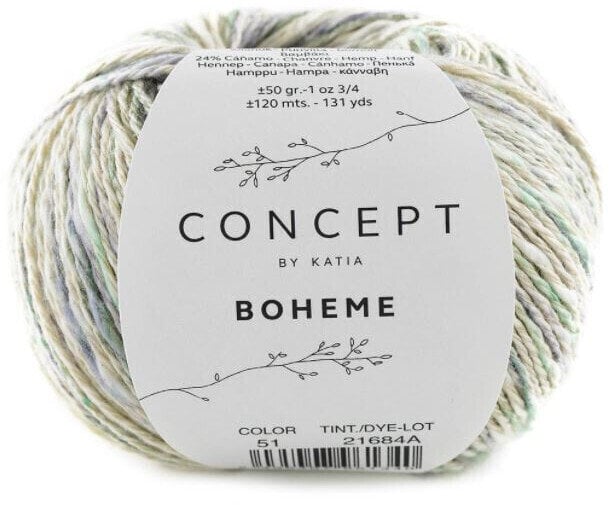 Fil à tricoter Katia Boheme 51 Mauve/Water Blue/Grey Fil à tricoter