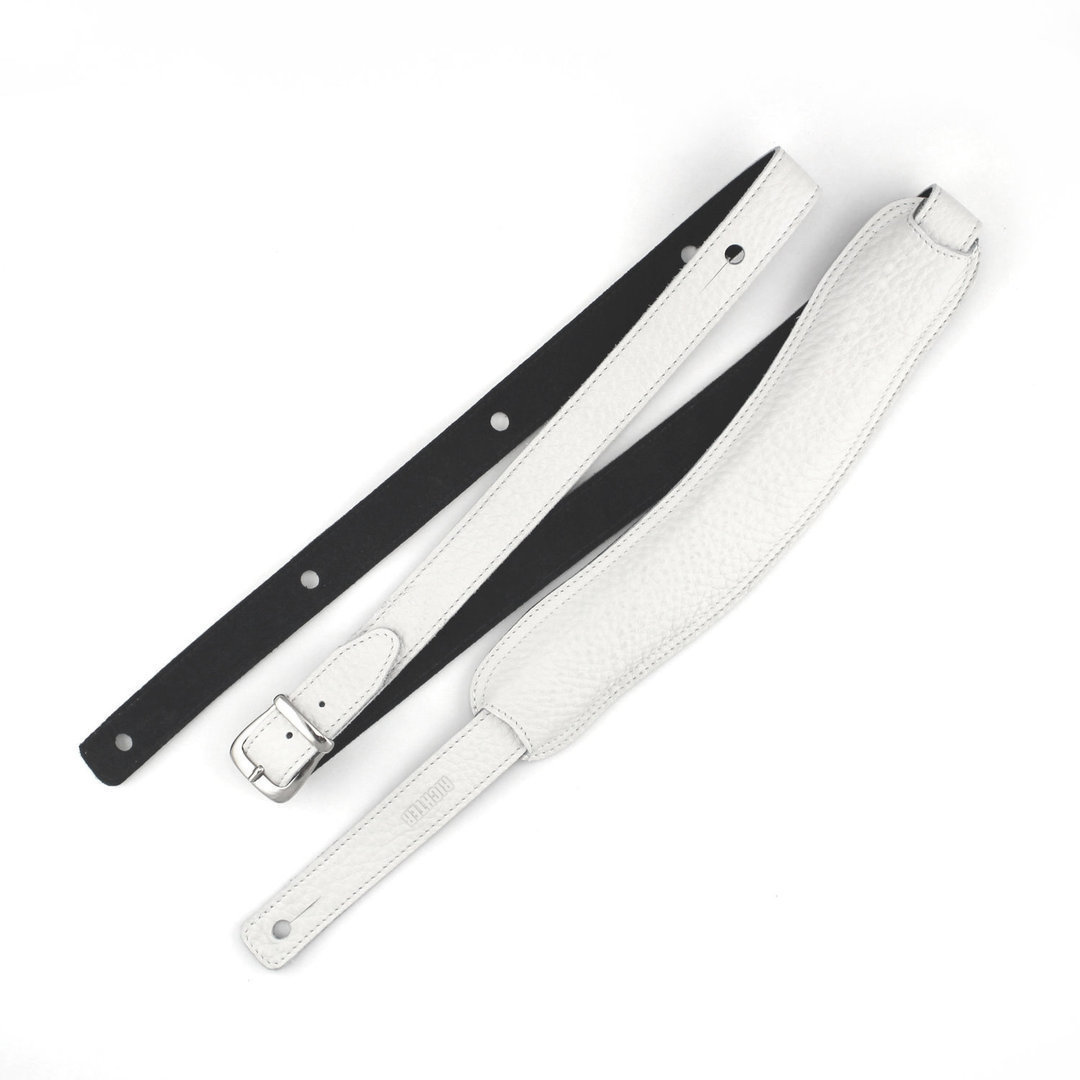 Leather guitar strap Richter Slim Deluxe Leather guitar strap Beluga White