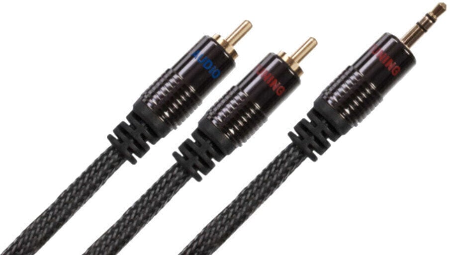 Hi-Fi AUX-kabel Audio Tuning 2 RCA - Klinke 3,5mm 0,5 m Sort Hi-Fi AUX-kabel